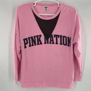 Victoria's Secret PINK Mesh Neck Logo Pullover LARGE